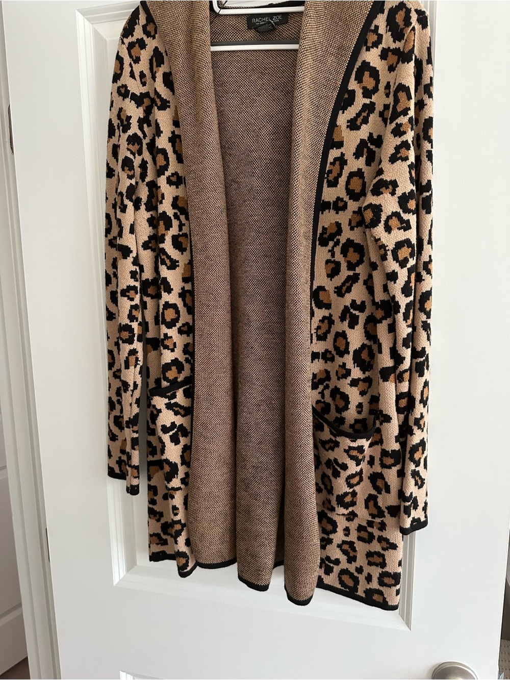 Rachel Zoe Leopard-Print Open Cardigan in Tan and Black